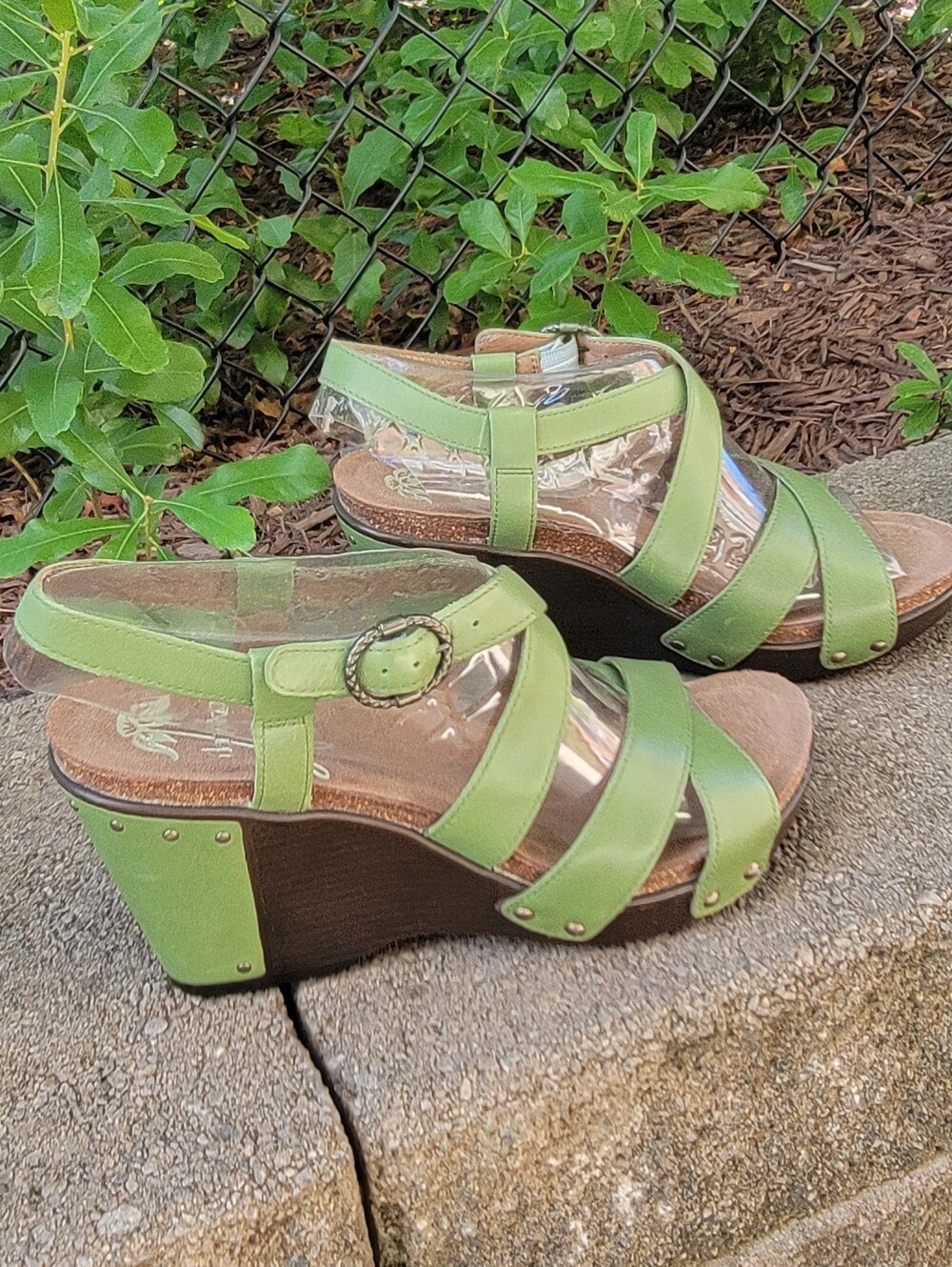 Dansko Women’s Green Wedge Sandals with Buckle Strap